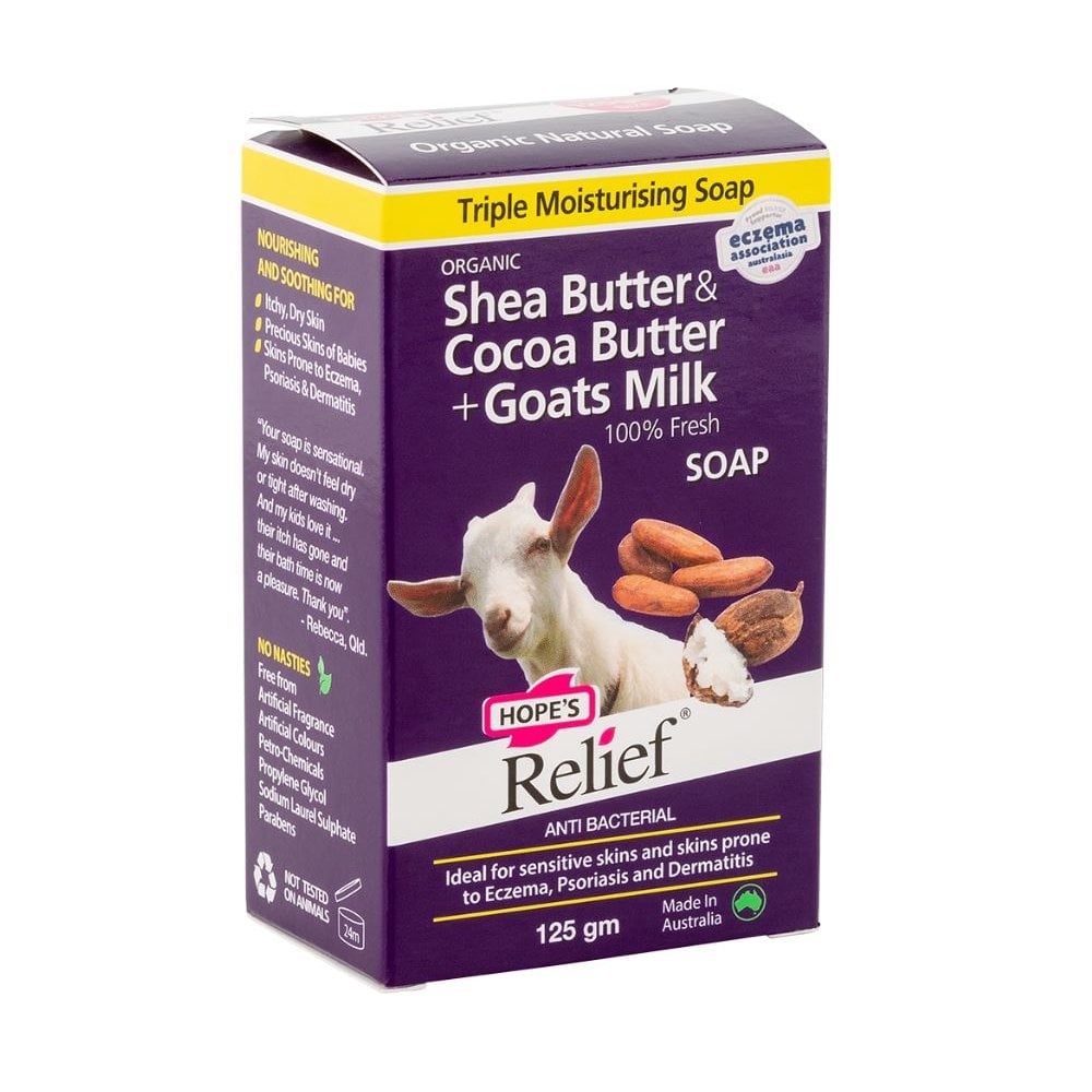 Hope's Relief Organic Shea Butter & Cocoa Buter Goats Milk Soap 125gm