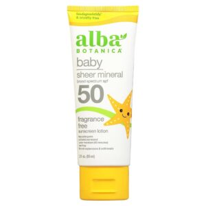 Alba Botanica Baby Sheer Mineral Fragrance Free Sunscreen Lotion SPF 50 89ml