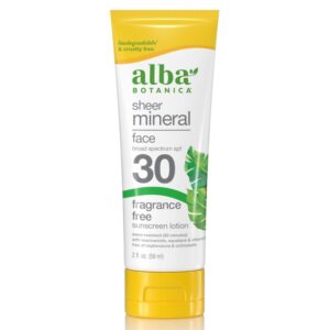 Alba Botanica Sheer Mineral Face Fragrance Free Sunscreen Lotion SPF 30 59ml