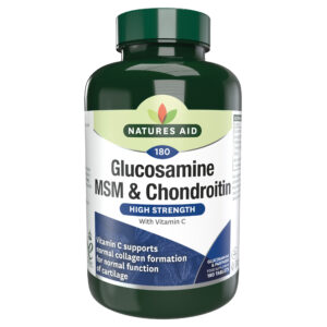 Natures Aid Glucosamine 500mg, MSM 500mg + Chondroitin 100mg (with Vit C) 180 Tabs