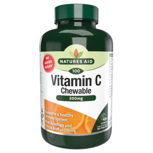 Natures Aid Vitamin C 500mg Chewable (With Rosehips & Citrus Bioflavonoids) 100 Tablets