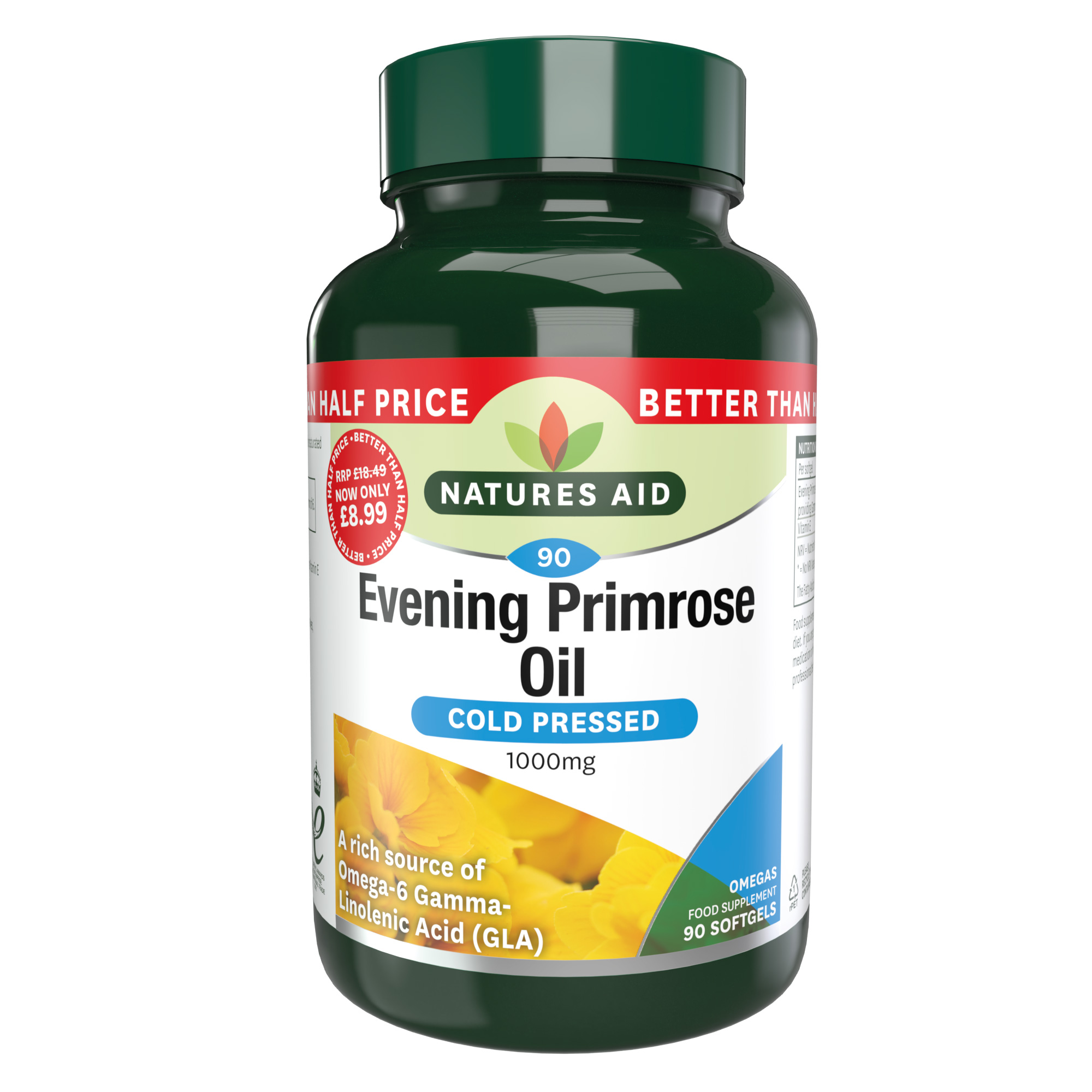 Natures Aid Evening Primrose Oil 1000mg (Cold Pressed) 90 Softgels
