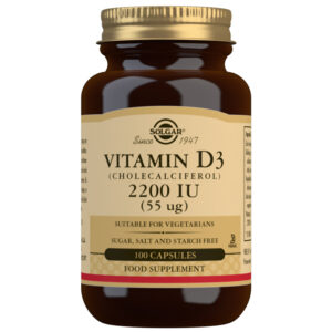 Solgar Vitamin D3 (Cholecalciferol) 2200 IU (55 mcg) Vegetable 100 Capsules