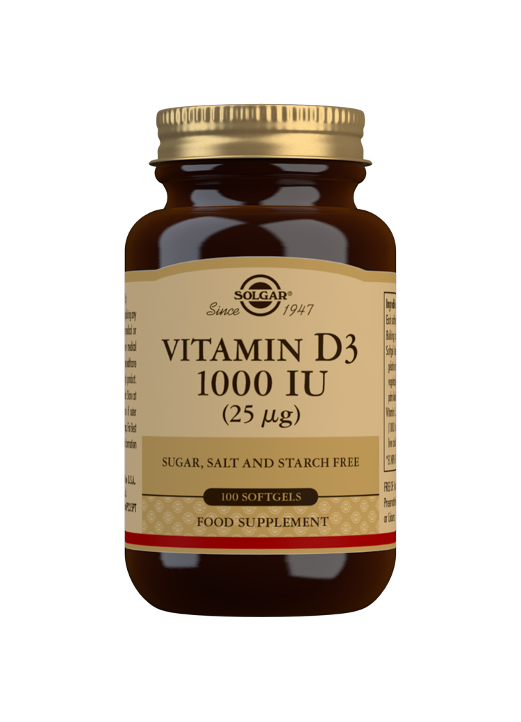 Solgar Vitamin D3 1000 IU (25 mg) 100 Softgels
