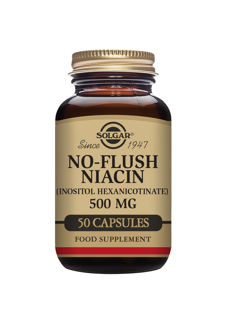 Solgar No Flush Niacin 500 mg 50 Vegetable Capsules
