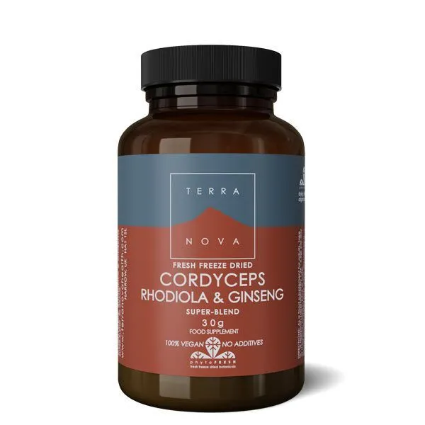 Terra Nova Cordyceps Rhodiola and Ginseng 30g Super Blend 100% Vegan