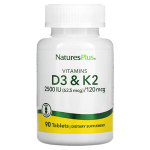 Natures Plus Vitamin D3 and K2 2500iu 90 Tablets