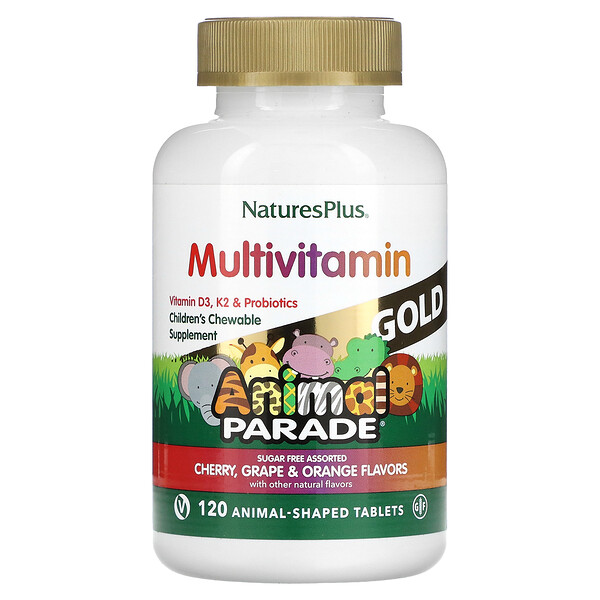 Natures Plus Animal Parade Multivitamin Gold Assorted 120 Chewable Tablets
