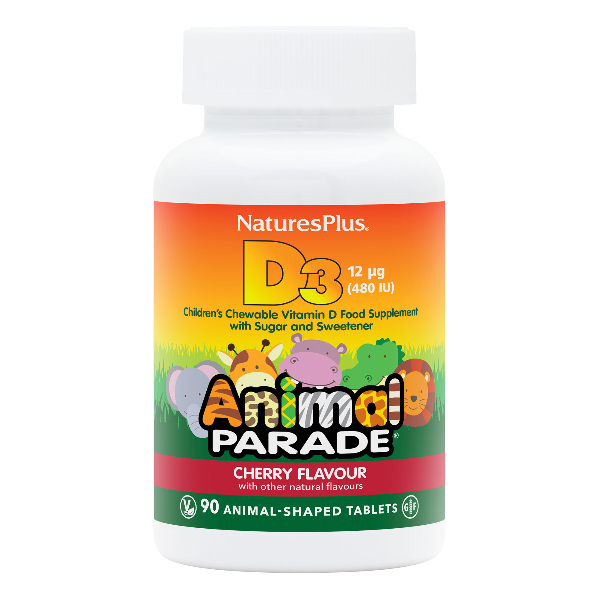 Natures Plus Animal Parade Childrens Vitamin D3 90 Chewable Tablets